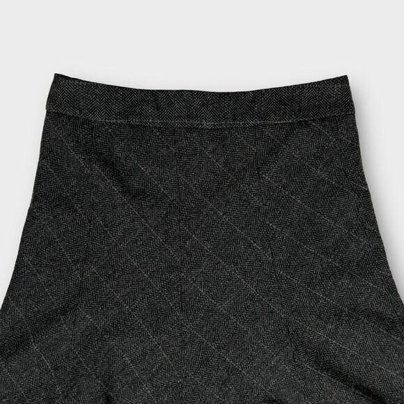 H&M Women's Gray Blend Herringbone Recycled Wool Fit & Flare Skirt Size 10 - Picture 3 of 11